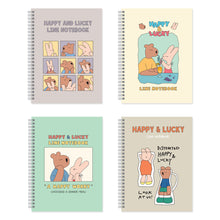 Load image into Gallery viewer, Monolike Spiral School Notebook, Happy and Lucky A 4P SET - 7.09 x 9.45inch, 98 Page, Academic Line Notebook
