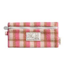 Load image into Gallery viewer, Monolike Unmatched Friends Old Check Pencil Case, Hot Pink - Pencil Pouch, Portable Pencil Bag, Pencil Case, Office Pouch case, Cushion, Soft, Vintage
