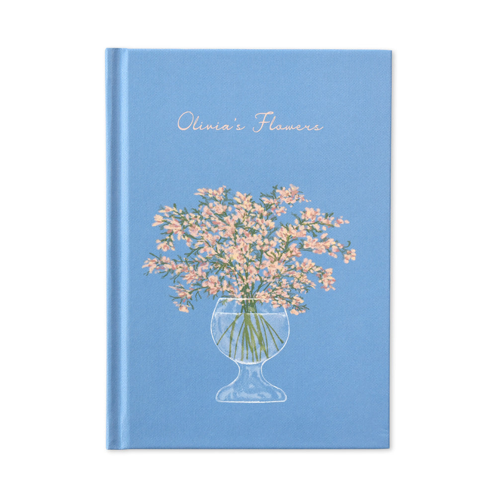 Monolike Olivia's Flowers Hardcover Lined Notebook, Blue - Hardcover, Academic, Journal, Diary, 112pages