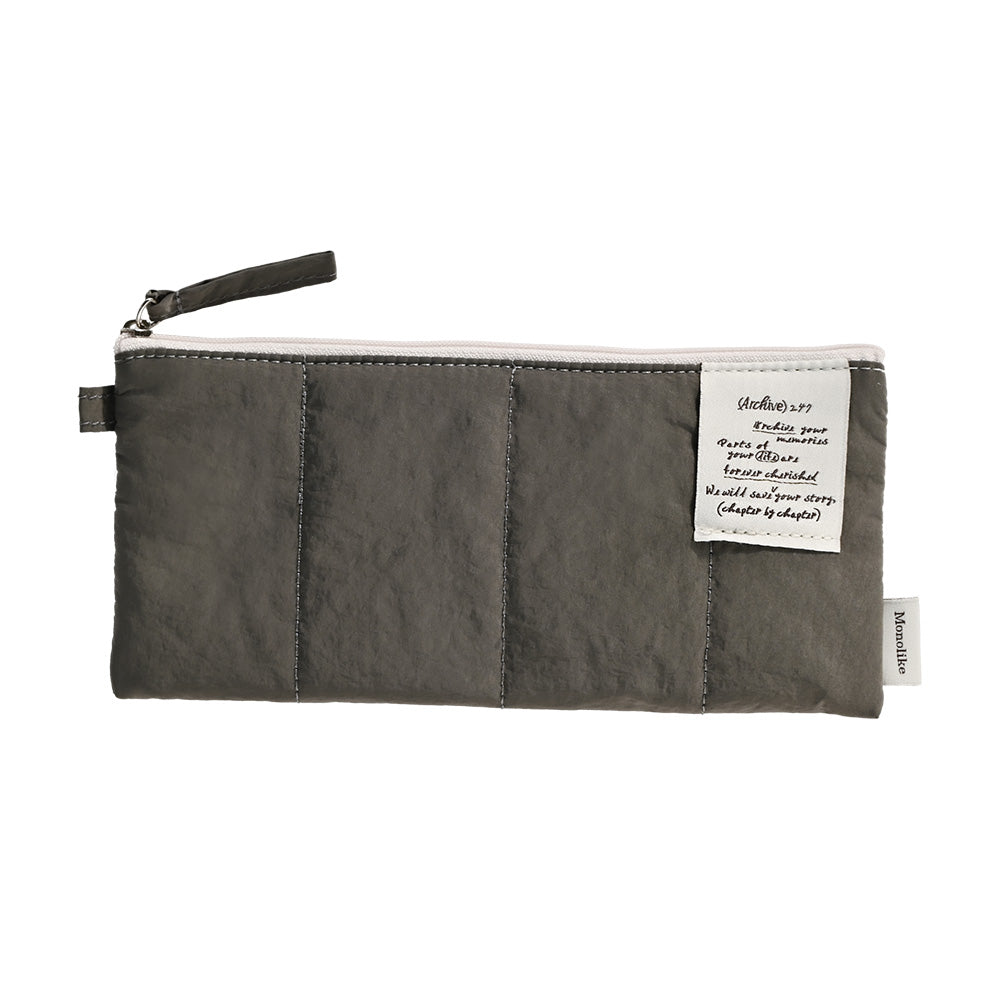 Monolike Archive247 Cushion Pencil Case, 06. Gray - Pencil Pouch, Portable Pencil Bag, Pencil Case, Office Pouch case, Cushion, Soft, Vintage
