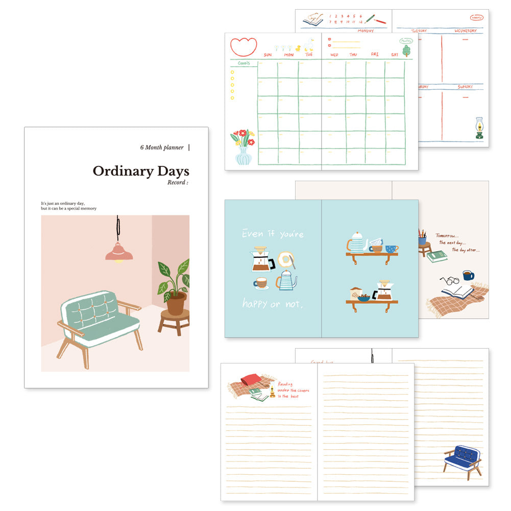 Monolike Ordinary Days Diary 6 Month Planner, Living room - Academic P