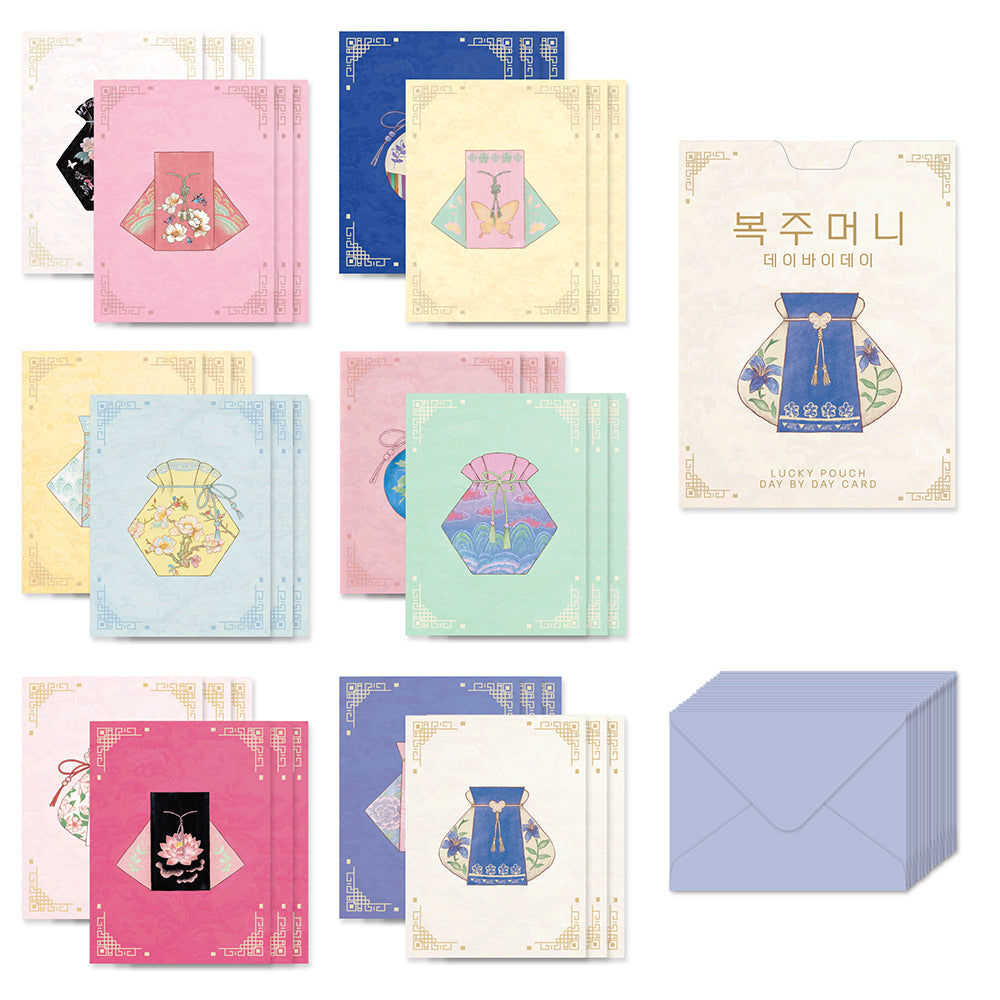 Monolike Day by Day Card, 103 Lucky Pouch - Mix 48 Mini Single cards, 24 envelopes Package