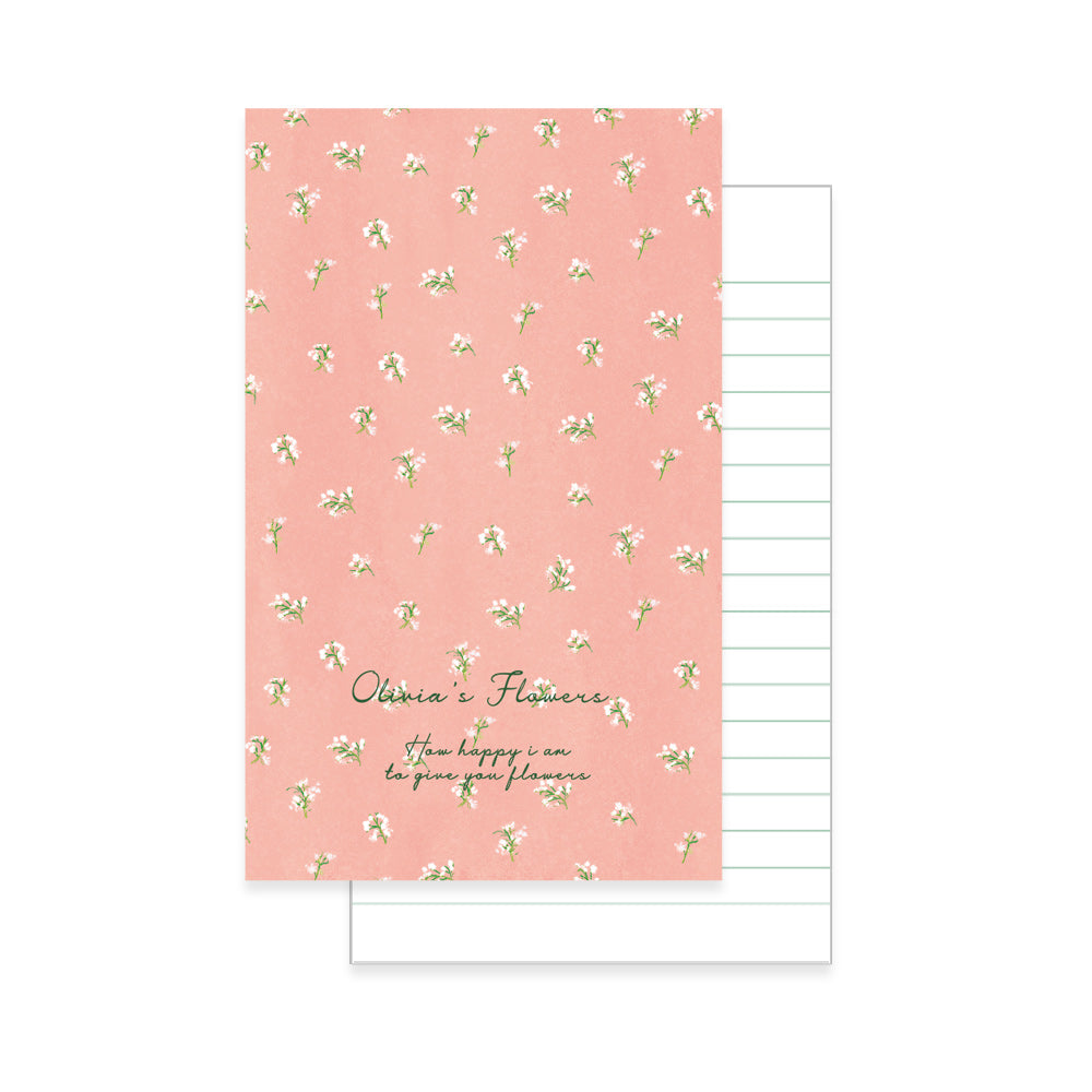 Monolike Olivia's Flowers Paperback Line Notebook - 03. Pink_Design note, Mini note, Simple note, Notebook, 192 Pages, 4.13x6.69
