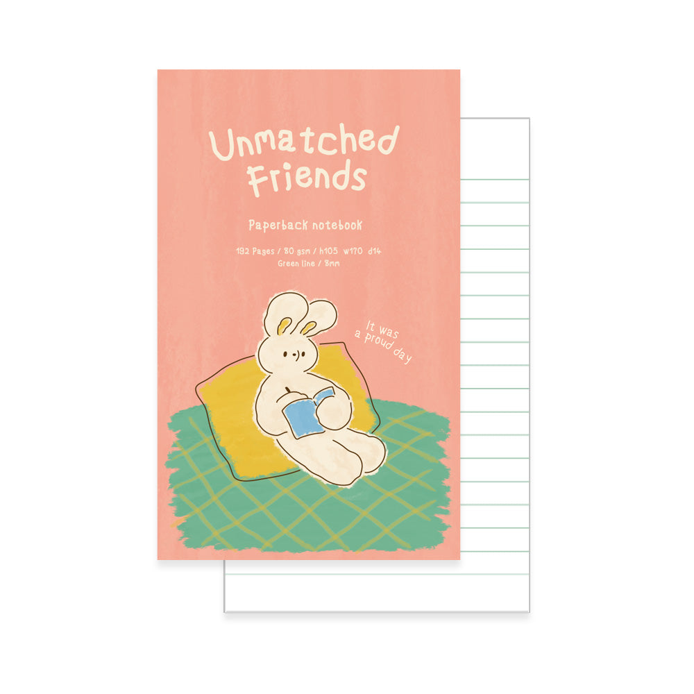 Monolike Unmatched Friends Paperback Line Notebook - 05. A proud day_Design note, Mini note, Simple note, Notebook, 192 Pages, 4.13x6.69