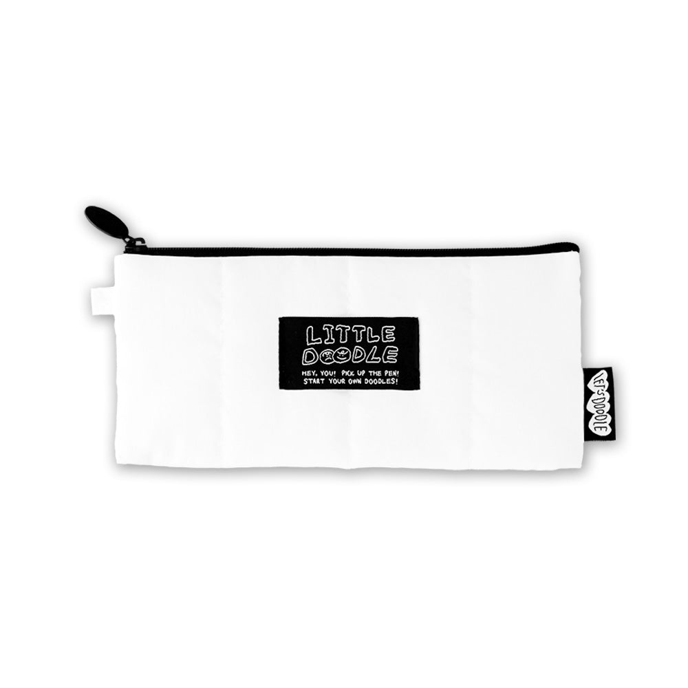 Monolike Little Doodle Cushion Pencil Case, White - Pencil Pouch, Portable Pencil Bag, Pencil Case, Office Pouch case, Cushion, Soft, achromatic color