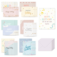 Load image into Gallery viewer, Monolike Day by Day Card, 107 Happy Birthday Sparkle - Mix 48 Mini Single cards, 24 envelopes Package
