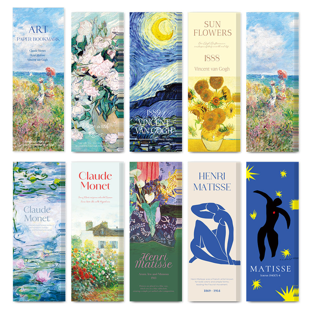 Monolike Art Paper Bookmarks - 36-Pack, 9 Unique Designs, DIY Bookmark, Gift for Book Lovers