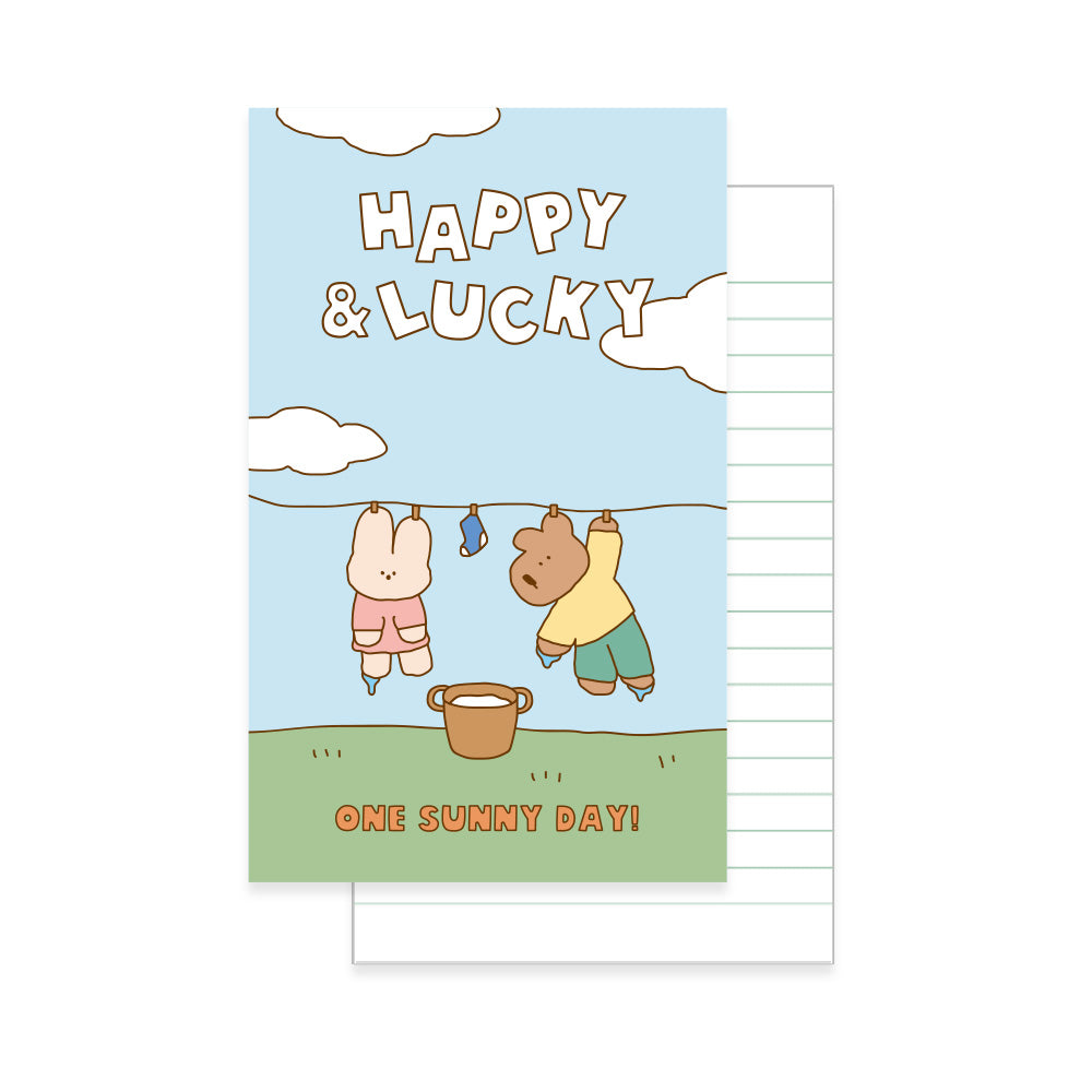 Monolike Happy and Lucky Littles Paperback Line Notebook - 03. Laundry_Design note, Mini note, Simple note, Notebook, 192 Pages, 4.13x6.69