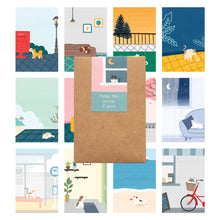 Load image into Gallery viewer, Monolike Playing Days Single card - mix 12 pack, greeting card, 3.9x5.8"
