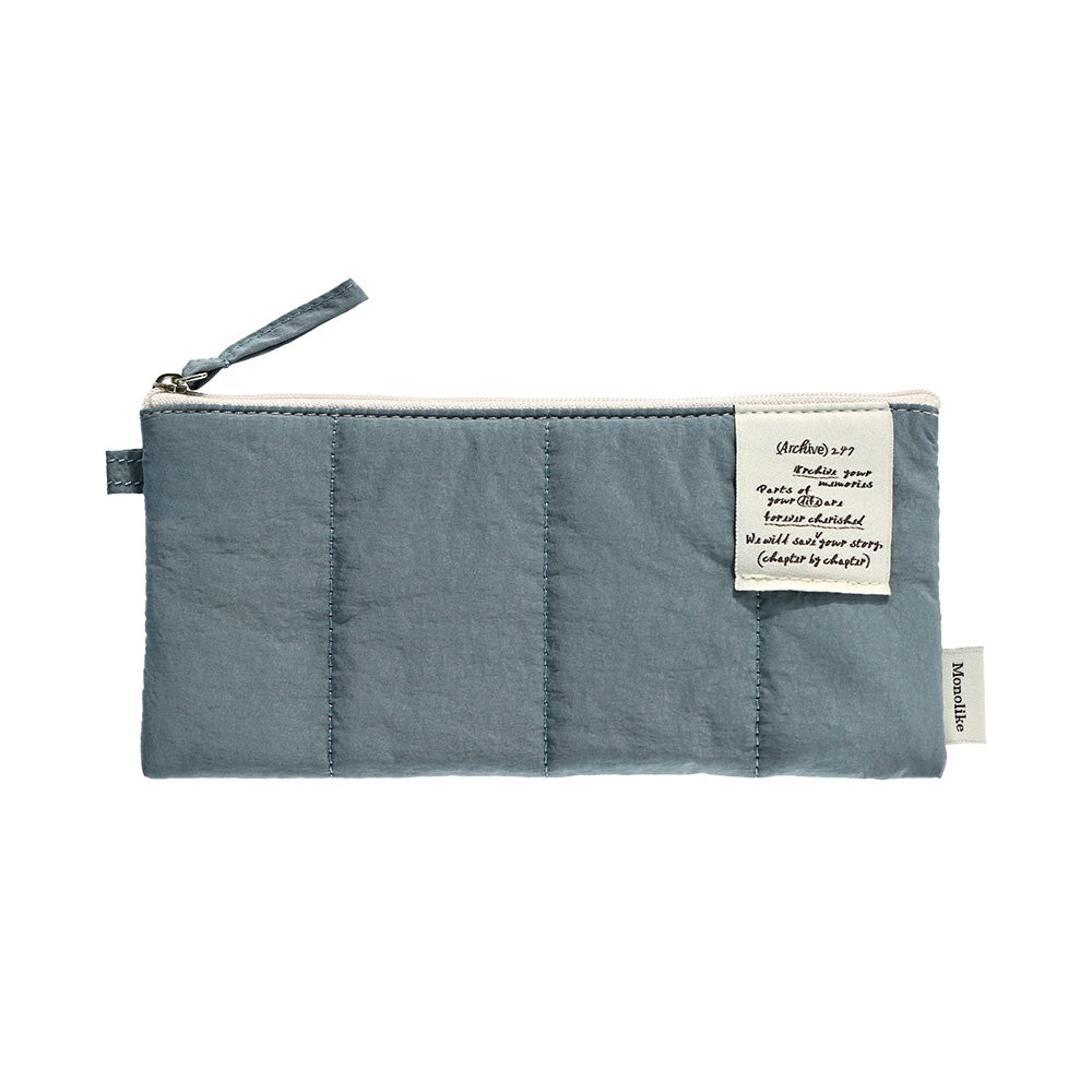 Monolike Archive247 Cushion Pencil Case, 02. Indie Blue - Pencil Pouch, Portable Pencil Bag, Pencil Case, Office Pouch case, Cushion, Soft, Vintage
