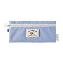 Load image into Gallery viewer, Monolike Happy and Lucky Flat Pencil Case, Pale Blue - Slim Water-Resistant Nylon Pen Pouch, Aesthetic Pastel Stationery Organizer for Office
