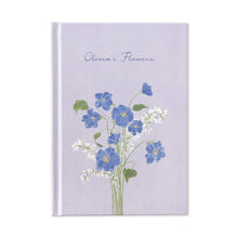 Load image into Gallery viewer, Monolike Olivia&#39;s Flowers Hardcover Lined Notebook, Blue - Hardcover, Academic, Journal, Diary, 112pages
