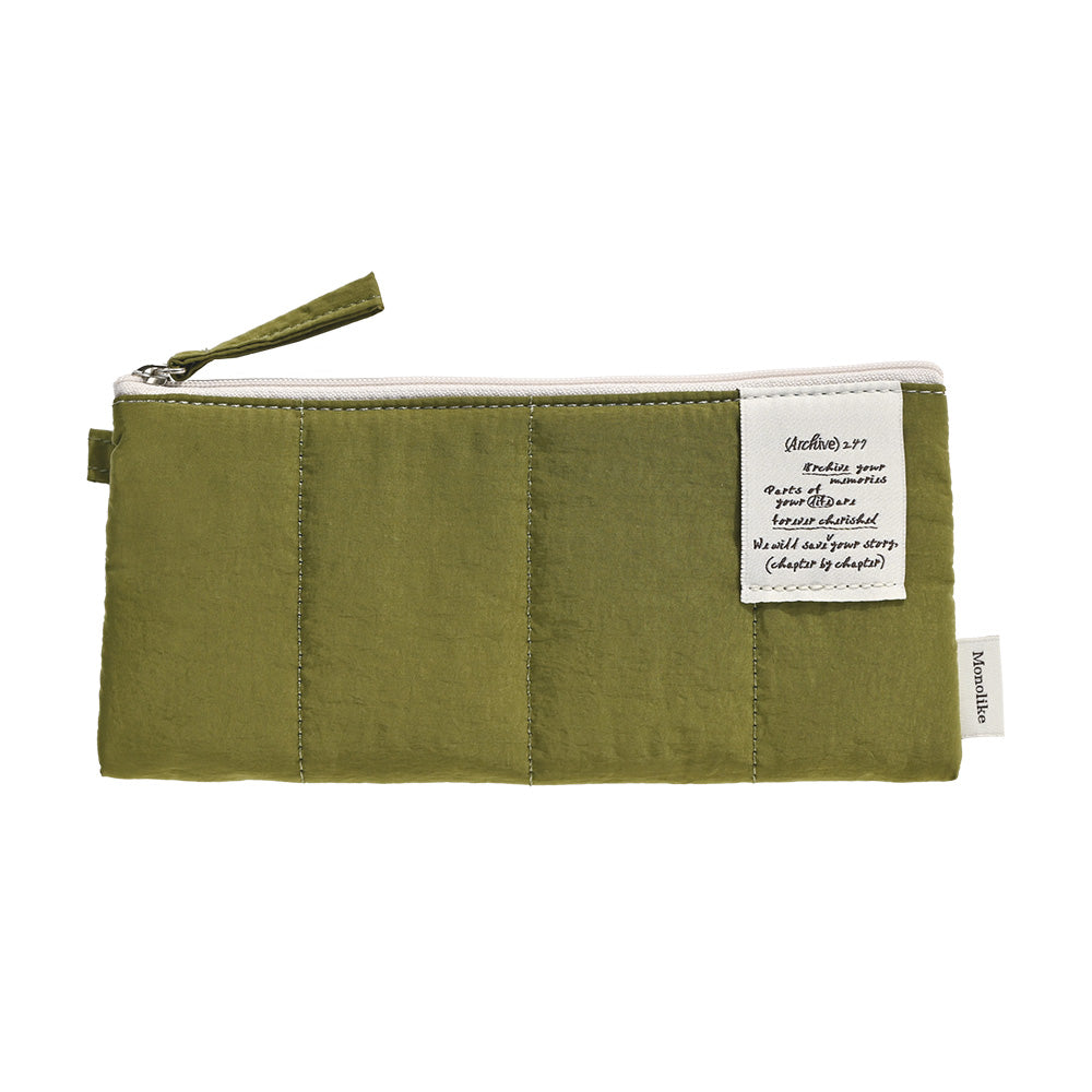 Monolike Archive247 Cushion Pencil Case, 03. Olive - Pencil Pouch, Portable Pencil Bag, Pencil Case, Office Pouch case, Cushion, Soft, Vintage