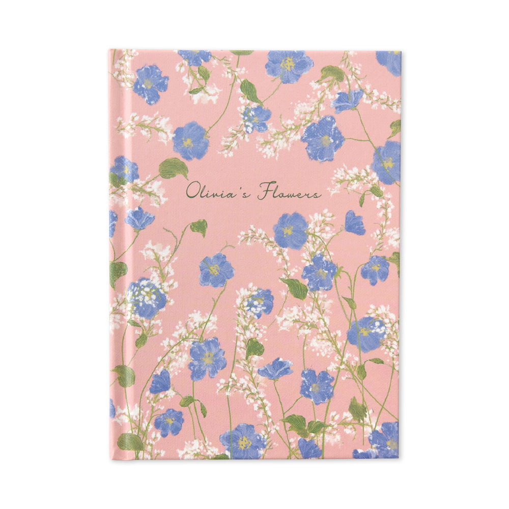 Monolike Olivia's Flowers Hardcover Lined Notebook, Pink - Hardcover, Academic, Journal, Diary, 112pages