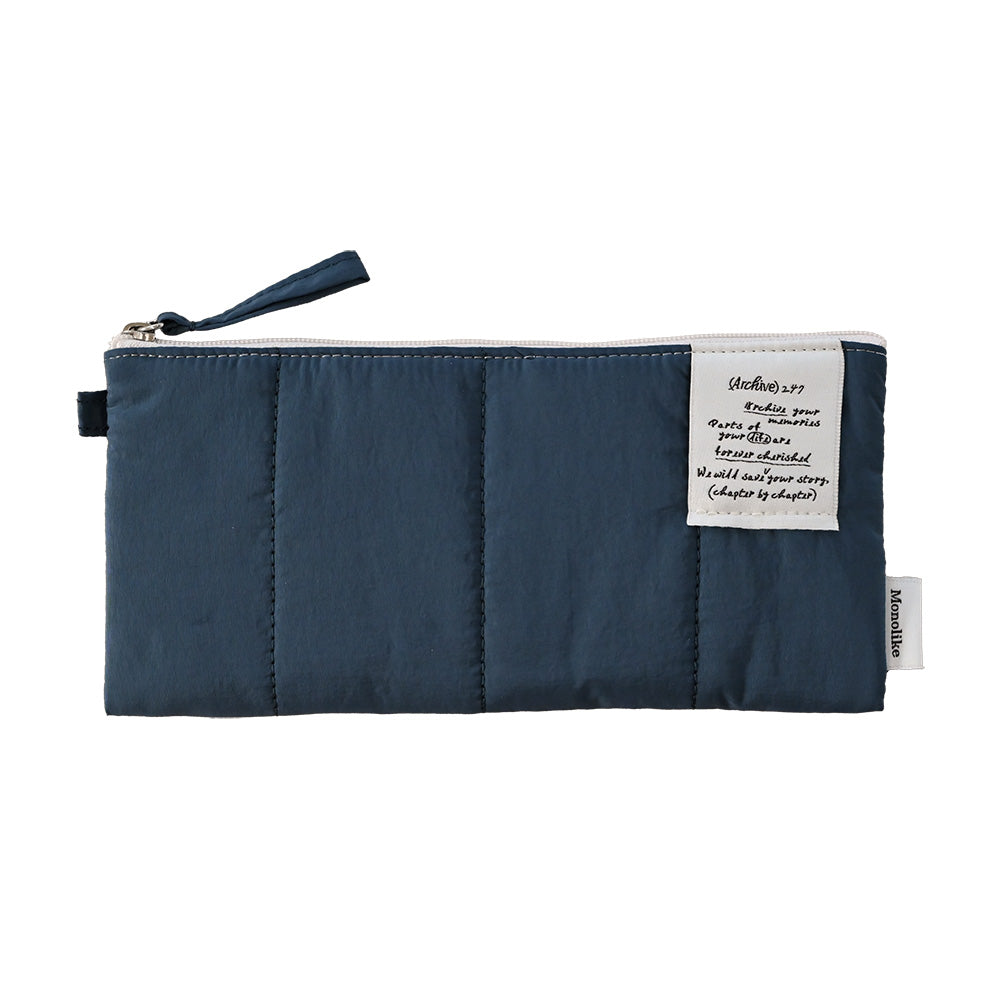 Monolike Archive247 Cushion Pencil Case, 05. Navy - Pencil Pouch, Portable Pencil Bag, Pencil Case, Office Pouch case, Cushion, Soft, Vintage