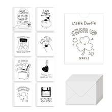 Load image into Gallery viewer, Monolike Message Little doodle Cheer up Series. 2 Card - Mix 40 Mini Postcards, 20 envelopes Package

