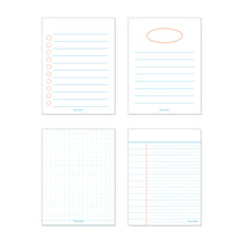 Load image into Gallery viewer, Monolike Memopad Basic Line A SET - 4 Packs, 4 Different Designs, 100 Sheets Per Pad, Total 400 Sheets, Note pads, Writing pads
