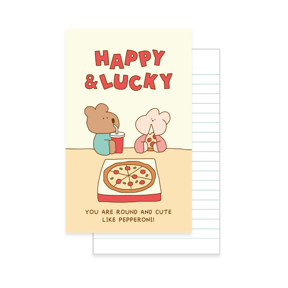 Monolike Happy and Lucky Littles Paperback Line Notebook - 02. Love pizza_Design note, Mini note, Simple note, Notebook, 192 Pages, 4.13x6.69