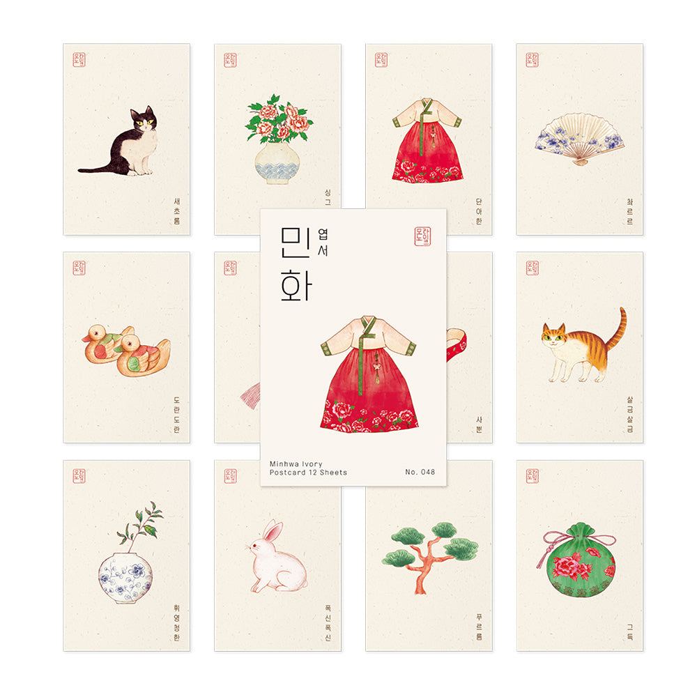 Monolike Minhwa Ivory Single Card - Mix 12 pack Postcards