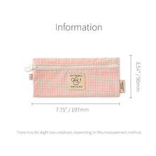 Load image into Gallery viewer, Monolike Unmatched Friends Picnic Check Pencil Case, Pink - Aesthetic Gingham Pastel Desk Organizer, Trendy Minimalist Stationery Pouch
