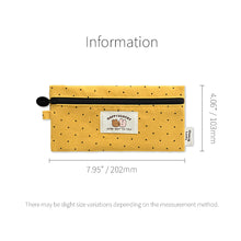 Load image into Gallery viewer, Monolike Happy and Lucky Candy Dot pen case, Yellow - Slim Corduroy Style Cotton Pen Pouch, Cute Aesthetic Pastel Stationery Organizer for Office
