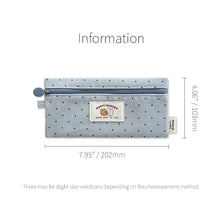 Load image into Gallery viewer, Monolike Happy and Lucky Candy Dot pen case, Blue - Slim Corduroy Style Cotton Pen Pouch, Cute Aesthetic Pastel Stationery Organizer for Office
