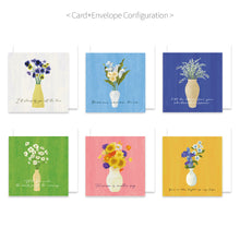 Load image into Gallery viewer, Monolike PAPER THINGS L, Olivia&#39;s Flowers 6P C SET - Greeting card, Folding card, Cards Assortment, Birthday, Thinking of You, 6 cards + 6envelopes, 135x135mm
