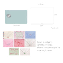 Load image into Gallery viewer, Monolike Message Nostalgia Thank you Card - Mix 40 Mini Postcards, 20 envelopes Package

