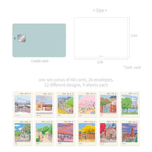 Load image into Gallery viewer, Monolike Day by Day Card, 101 Seoul Twelve Months - Mix 48 Mini Single cards, 24 envelopes Package
