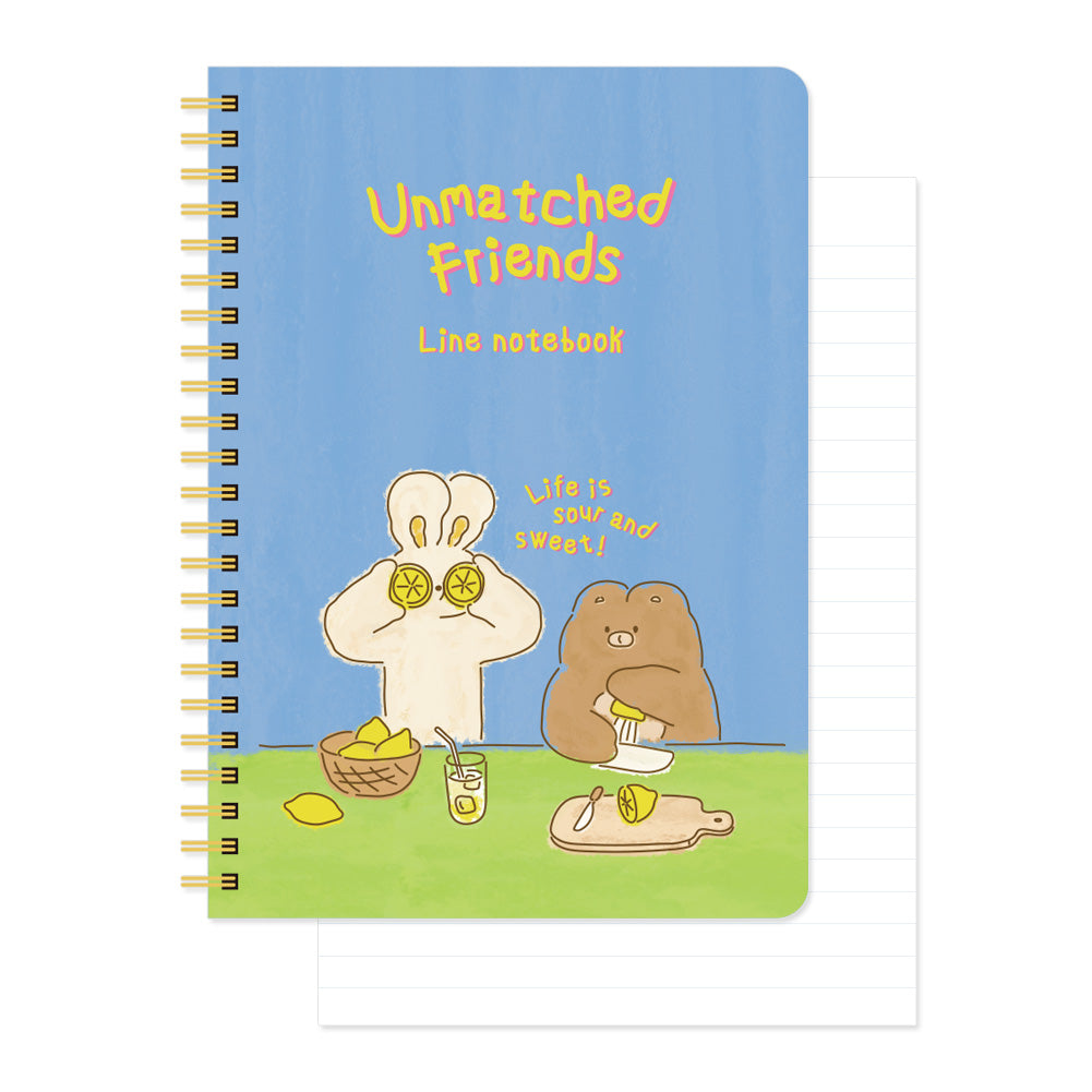 Monolike Unmatched Friends A5 Line Spiral Notebook, Lemonade - Hardcover 5.83 x 8.27inch 128 Page