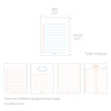 Load image into Gallery viewer, Monolike Memopad Basic Line C SET - 4 Packs, 4 Different Designs, 100 Sheets Per Pad, Total 400 Sheets, Note pads, Writing pads
