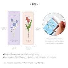 Load image into Gallery viewer, Monolike Olivia&#39;s Flowers Paper Bookmarks - 36-Pack, 9 Unique Designs, DIY Bookmark, Gift for Book Lovers
