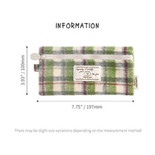 Load image into Gallery viewer, Monolike Unmatched Friends Old Check Pencil Case, Green - Pencil Pouch, Portable Pencil Bag, Pencil Case, Office Pouch case, Cushion, Soft, Vintage
