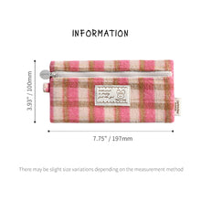 Load image into Gallery viewer, Monolike Unmatched Friends Old Check Pencil Case, Hot Pink - Pencil Pouch, Portable Pencil Bag, Pencil Case, Office Pouch case, Cushion, Soft, Vintage
