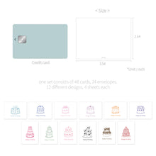 Load image into Gallery viewer, Monolike Day by Day Card, 122 Cake House: Birthday - Mix 48 Mini Single cards, 24 envelopes Package
