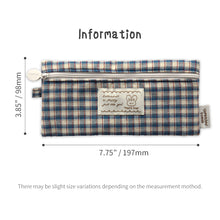 Load image into Gallery viewer, Monolike Unmatched Friends Fabric Check Pencil Case Series. 2, Vintage blue - Pencil Pouch, Portable Pencil Bag, Pencil Case, Office Pouch case, Cushion, Soft, Vintage
