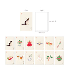 Load image into Gallery viewer, Monolike Minhwa Ivory Single Card - Mix 12 pack Postcards
