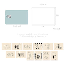 Load image into Gallery viewer, Monolike Day by Day Card, 110 Monocat - Mix 48 Mini Single cards, 24 envelopes Package
