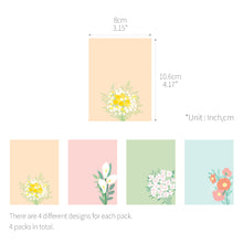 Load image into Gallery viewer, Monolike Memopad Flower For You B SET - 4 Packs, 4 Different Designs, 100 Sheets Per Pad, Total 400 Sheets, Note pads, Writing pads
