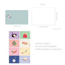 Load image into Gallery viewer, Monolike Message Minhwa Series. 2 Card - Mix 40 Mini Postcards, 20 envelopes Package
