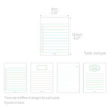 Load image into Gallery viewer, Monolike Memopad Basic Line B SET - 4 Packs, 4 Different Designs, 100 Sheets Per Pad, Total 400 Sheets, Note pads, Writing pads
