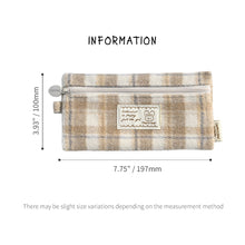 Load image into Gallery viewer, Monolike Unmatched Friends Old Check Pencil Case, Beige - Pencil Pouch, Portable Pencil Bag, Pencil Case, Office Pouch case, Cushion, Soft, Vintage
