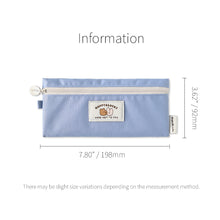 Load image into Gallery viewer, Monolike Happy and Lucky Flat Pencil Case, Pale Blue - Slim Water-Resistant Nylon Pen Pouch, Aesthetic Pastel Stationery Organizer for Office
