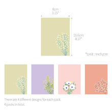 Load image into Gallery viewer, Monolike Memopad Flower For You C SET - 4 Packs, 4 Different Designs, 100 Sheets Per Pad, Total 400 Sheets, Note pads, Writing pads
