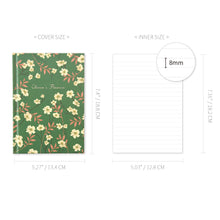 Load image into Gallery viewer, Monolike Olivia&#39;s Flowers Hardcover Lined Notebook, Green - Hardcover, Academic, Journal, Diary, 112pages
