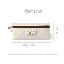 Load image into Gallery viewer, Monolike Happy and Lucky Flat Pencil Case, Ivory - Slim Water-Resistant Nylon Pen Pouch, Aesthetic Pastel Stationery Organizer for Office
