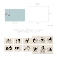 Load image into Gallery viewer, Monolike Day by Day Card, 123 Diet Peng - Mix 48 Mini Single cards, 24 envelopes Package
