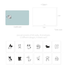 Load image into Gallery viewer, Monolike Day by Day Card, 121 The Fluffy Club - Mix 48 Mini Single cards, 24 envelopes Package
