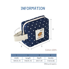 Load image into Gallery viewer, Monolike Happy and Lucky Denim Dot Cube Pouch, Navy - Makeup Bag, Cosmetic Bag, Travel Bag, Toiletry Bag, Organizer, Storage Bag

