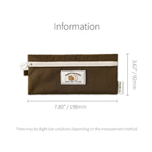 Load image into Gallery viewer, Monolike Happy and Lucky Flat Pencil Case, Brown - Slim Water-Resistant Nylon Pen Pouch, Aesthetic Pastel Stationery Organizer for Office
